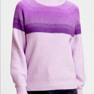 GAP Women's Size XXL Waffle-Knit Stripe Sweater Purple Cotton Blend Mock neck